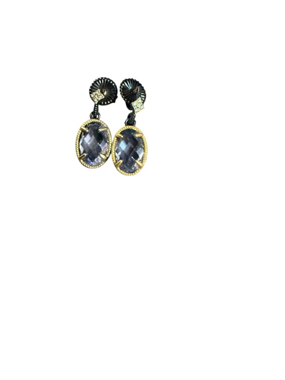 New Freida Rothman 925 Sterling Silver Stamped Faceted Crystal Drop Earrings - Picture 6 of 12